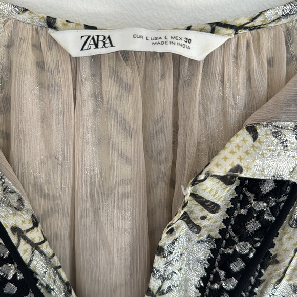 Zara Boho Silver Metallic Dress - Picture 3 of 6